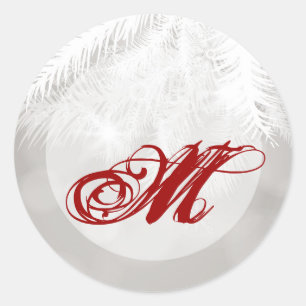 Sticker Rond 20 - 1,5 Enveloppe Phoque Hiver Pinceau Blanc Arbr