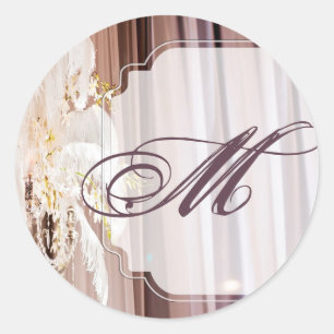 Sticker Rond 20 - 1,5 Enveloppe Plumes Centre Pièce Glam