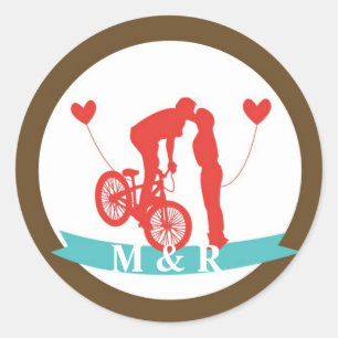 Sticker Rond 20 - 1.5 Enveloppe Sceau Ado Couple d'amour sur bi