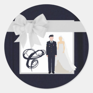 Sticker Rond 20 - 1,5 Enveloppe Sceau ARMÉE Uniforme Blues Brid