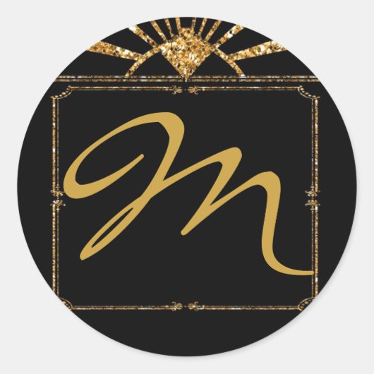 Sticker Rond 20 - 1,5 Enveloppe Sceau Art Déco Roaring 20s GATS (Devant)