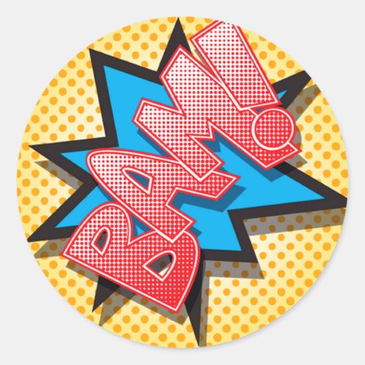 Sticker Rond 20 - 1,5 Enveloppe Sceau bande dessinée Livre Pop (Devant)