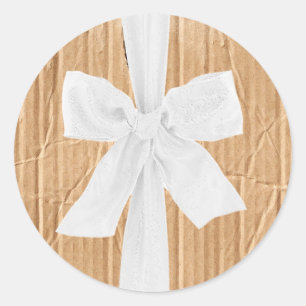 Sticker Rond 20 - 1,5 Enveloppe Sceau Carton Flap Blanc Ribbo