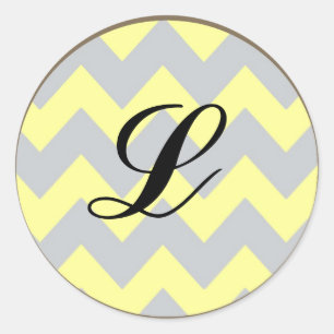 Sticker Rond 20 - 1,5 Enveloppe Sceau Chevron Jaune et Gris