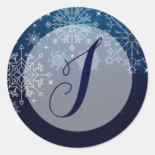 Sticker Rond 20 - 1,5 Enveloppe Sceau d'hiver Snowflakes Glace (Devant)