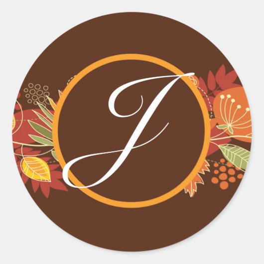 Sticker Rond 20 - 1,5 Enveloppe Sceau Feuilles d'automne tomben (Devant)