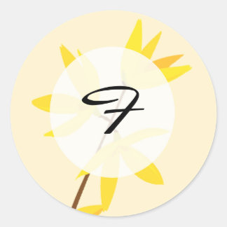 Sticker Rond 20 - 1,5 Enveloppe Sceau Jaune et crème Florale