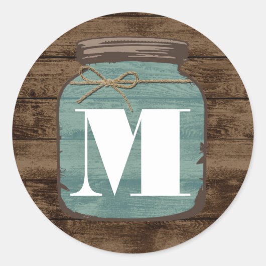 Sticker Rond 20 - 1,5 Enveloppe Sceau Mason Jar Bois Pays (Devant)