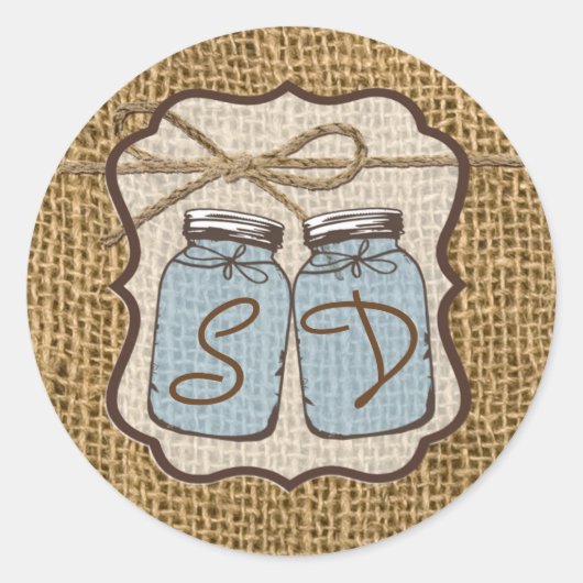 Sticker Rond 20 - 1,5 Enveloppe Sceau Mason Jar Burlap Pays (Devant)