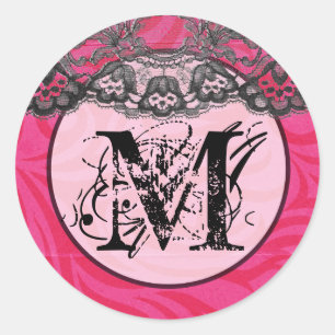 Sticker Rond 20 - 1,5 Enveloppe Sceau Monogramme Dentelle Zèbre