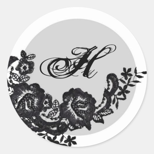 Sticker Rond 20 - 1,5 Enveloppe Sceau noir dentelle Damas Antiq (Devant)