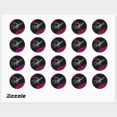 Sticker Rond 20 - 1,5 Enveloppe Sceau noir rose chaud floral (Feuille)