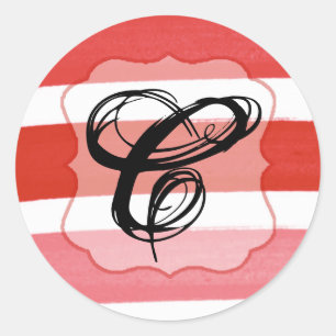 Sticker Rond 20 - 1,5 Enveloppe Sceau Ombre Stripe Red Line