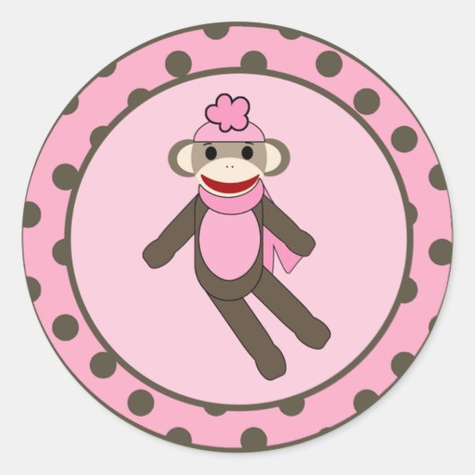 Sticker Rond 20 - 1,5" Enveloppe Sceau rose Sock Singe (Devant)