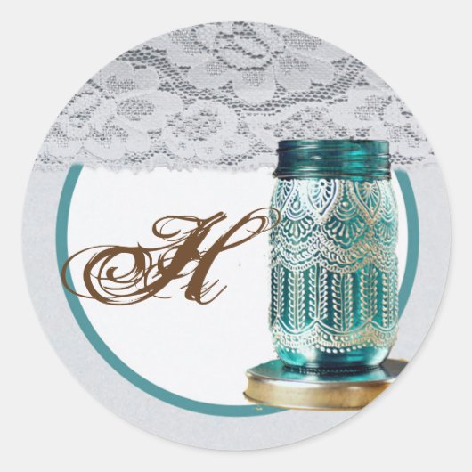 Sticker Rond 20 - 1,5 Enveloppe Sceau rustique pays Mason Jar (Devant)