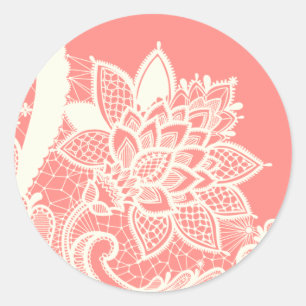 Sticker Rond 20 - 1,5 Enveloppe Sceau Vintage de dentelle victo