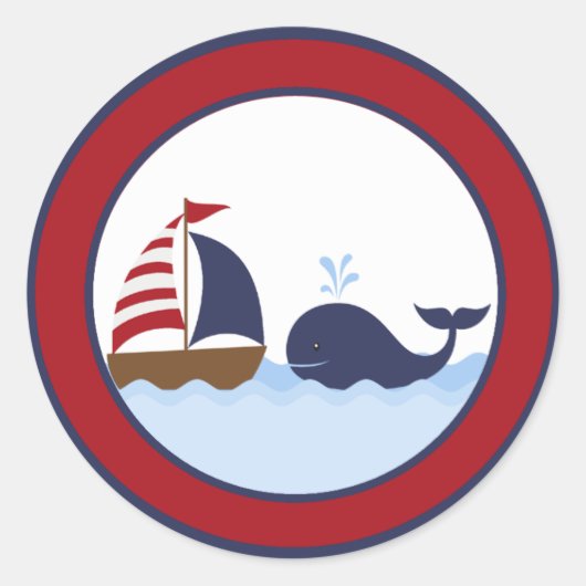 Sticker Rond 20 - 1,5" Enveloppe Seal Ahoy Nautical Whale Boat (Devant)