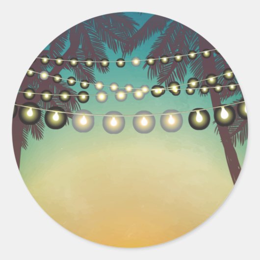 Sticker Rond 20 - 1,5 Enveloppe Seal Beach Sunset Palm Tree Str (Devant)