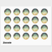 Sticker Rond 20 - 1,5 Enveloppe Seal Beach Sunset Palm Trees St (Feuille)