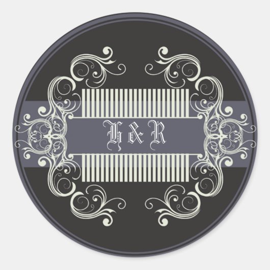 Sticker Rond 20 - 1,5 Enveloppe Seal Black Cravate Affair Grey  (Devant)