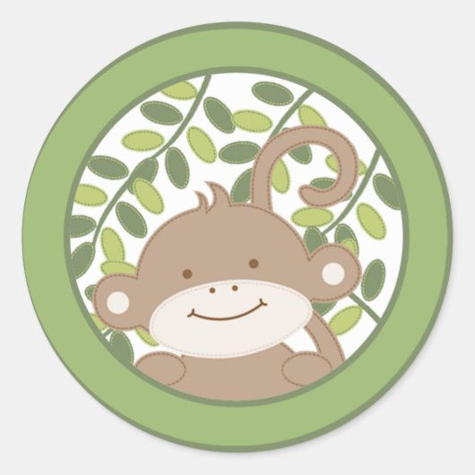 Sticker Rond 20 - 1,5" Enveloppe Seal Leap Safari Jungle Monkey (Devant)