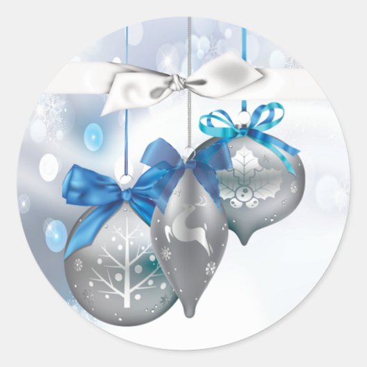Sticker Rond 20 - 1,5 Enveloppe Seal Ornements Snowflakes Neige (Devant)