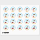 Sticker Rond 20 - 1,5 Enveloppe Seal Sea Shells Beach Sand Ocea (Feuille)