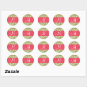 Sticker Rond 20 - 1,5 Feuilles verts du monogramme de l'envelop (Feuille)