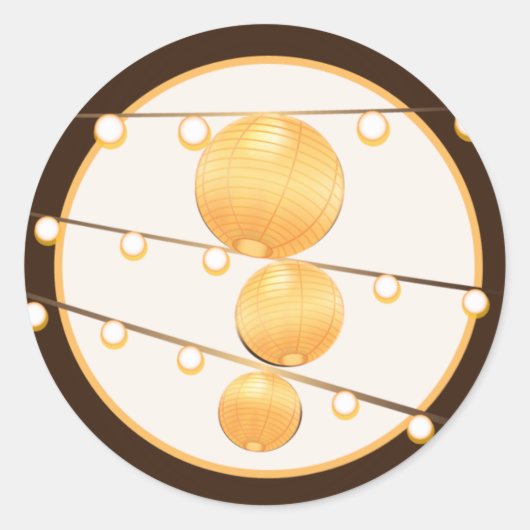 Sticker Rond 20 - 1,5 Lanternes en papier d'enveloppe sur papie (Devant)