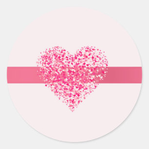 Sticker Rond 20 - 1,5 Pouce Enveloppe Phoque Coeur rose Confett