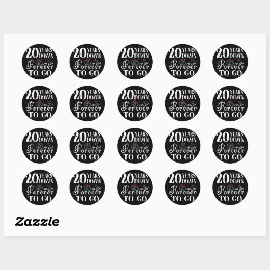 Sticker Rond 20 Ans À Partir Pour Toujours Couple 20E Mariage A (Feuille)
