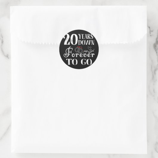 Sticker Rond 20 Ans À Partir Pour Toujours Couple 20E Mariage A (Sac)