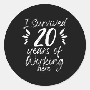 Sticker Rond 20 ans d'anniversaire de travail survécu Employé