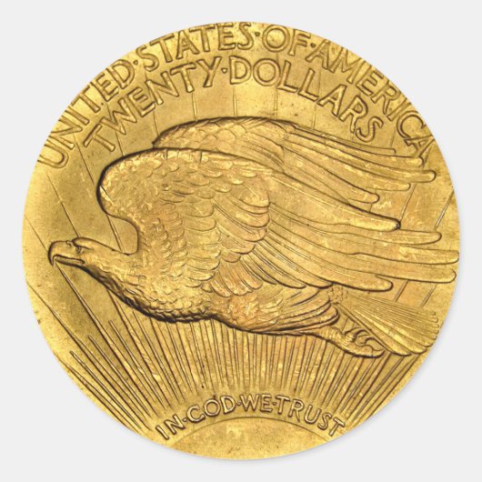 Sticker Rond 20 Dollar Eagle Gold Piece classique collant rond (Devant)