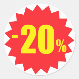 Sticker Rond 20 pour cent d'autocollants de réduction vente, bl