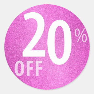 Sticker Rond 20% puissant OUTRE des parties scintillantes roses