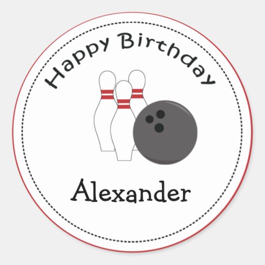 Sticker Rond 20 Toppers Cupcake personnalisables Bowling Party (Devant)
