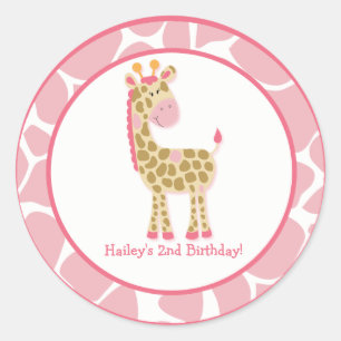 Sticker Rond 20 Toppers Cupcake personnalisables Jungle Giraffe