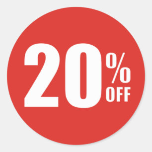 Sticker Rond 20% vingt pour cent OUTRE d'autocollant de vente