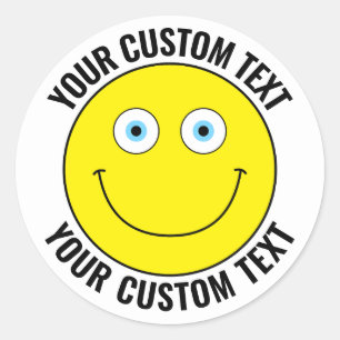 Sticker Rond 20 YELLOW Personnalisé Happy Face Jaune YELLOW Eye