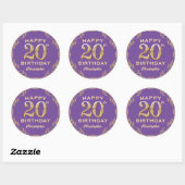 Sticker Rond 20e anniversaire de la Parties scintillant violet  (Feuille)
