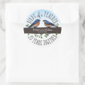 Sticker Rond 20e anniversaire du Mariage, Bluebirds of a Feathe (Sac)