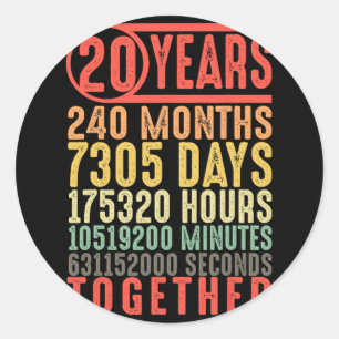 Sticker Rond 20e anniversaire du Mariage Lui ses couples corres