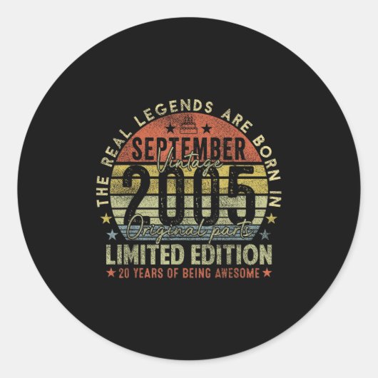 Sticker Rond 20e Anniversaire Légendes Réelles Septembre 2005 2 (Devant)