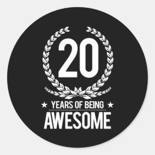 Sticker Rond 20ème Anniversaire (20 ans d'être impressionnants)