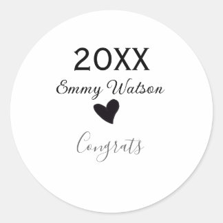 Sticker Rond 20XX bold letter congrats graduation name heart si