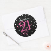 Sticker Rond 21 - 21e anniversaire rose noir blanc (Enveloppe)