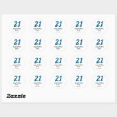 Sticker Rond 21 ans audacieux lettre bleue simple minimum (Feuille)
