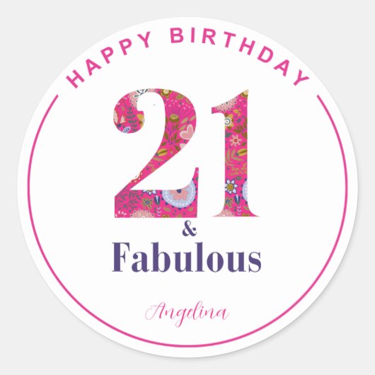 Sticker Rond 21 et Fabuleux 21e anniversaire (Devant)