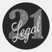 Sticker Rond 21 et juridique | Parties scintillant Argent Faux (Devant)